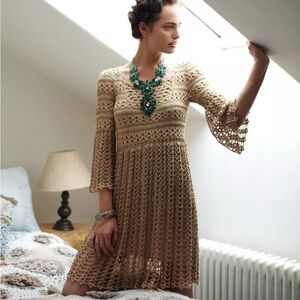 Leifnotes for Anthropologie Crochet Midi Dress with Slip – Boho – XS